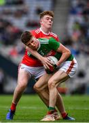 10 August 2019; Frank Irwin of Mayo in action against Hugh Murphy of Cork during the Electric Ireland GAA Football All-Ireland Minor Championship Semi-Final match between Cork and Mayo at Croke Park in Dublin. Photo by Sam Barnes/Sportsfile