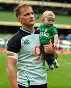 10 August 2019; Mike Haley of Ireland, with his son Frank, following the Guinness Summer Series 2019 match between Ireland and Italy at the Aviva Stadium in Dublin. Photo by Brendan Moran/Sportsfile