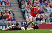 10 August 2019; Daniel Linehan of Cork celebrates scoring his side's second goal during the Electric Ireland GAA Football All-Ireland Minor Championship Semi-Final match between Cork and Mayo at Croke Park in Dublin. Photo by Piaras Ó Mídheach/Sportsfile