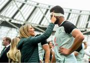 10 August 2019; Jean Kleyn of Ireland with girlfriend Aisling Kelly following the Guinness Summer Series 2019 match between Ireland and Italy at the Aviva Stadium in Dublin. Photo by David Fitzgerald/Sportsfile