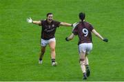 10 August 2019; Galway players Charlotte Cooney,7, and Aine McDonagh celebrate after the TG4 All-Ireland Ladies Football Senior Championship Quarter-Final match between Galway and Waterford at Glennon Brothers Pearse Park in Longford. Photo by Matt Browne/Sportsfile