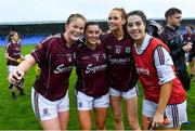 10 August 2019; Galway players, from left, Sarah Connrally, Charlotte Cooney, Olivia Divolly and Lisa Murphy celebrate after the TG4 All-Ireland Ladies Football Senior Championship Quarter-Final match between Galway and Waterford at Glennon Brothers Pearse Park in Longford. Photo by Matt Browne/Sportsfile