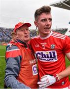 10 August 2019; Cork manager Bobby O'Dwyer and Kelan Scannell of Cork celebrate following the Electric Ireland GAA Football All-Ireland Minor Championship Semi-Final match between Cork and Mayo at Croke Park in Dublin. Photo by Sam Barnes/Sportsfile