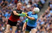 10 August 2019; Rob Hennelly of Mayo  in action against Con O'Callaghan of Dublin  during the GAA Football All-Ireland Senior Championship Semi-Final match between Dublin and Mayo at Croke Park in Dublin. Photo by Ray McManus/Sportsfile