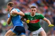 10 August 2019; Ciaran Kilkenny of Dublin in action against Fionn McDonagh of Mayo during the GAA Football All-Ireland Senior Championship Semi-Final match between Dublin and Mayo at Croke Park in Dublin. Photo by Stephen McCarthy/Sportsfile