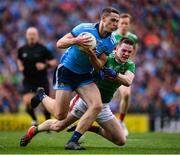10 August 2019; Brian Fenton of Dublin in action against Matthew Ruane of Mayo during the GAA Football All-Ireland Senior Championship Semi-Final match between Dublin and Mayo at Croke Park in Dublin. Photo by Stephen McCarthy/Sportsfile