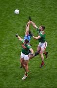 10 August 2019; Brian Fenton of Dublin in action against Aidan O'Shea, left, and Séamus O'Shea of Mayo during the GAA Football All-Ireland Senior Championship Semi-Final match between Dublin and Mayo at Croke Park in Dublin. Photo by Daire Brennan/Sportsfile