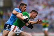 10 August 2019; James Carr of Mayo in action against David Byrne of Dublin during the GAA Football All-Ireland Senior Championship Semi-Final match between Dublin and Mayo at Croke Park in Dublin. Photo by Ramsey Cardy/Sportsfile