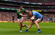 10 August 2019; Paul Mannion of Dublin in action against Brendan Harrison of Mayo during the GAA Football All-Ireland Senior Championship Semi-Final match between Dublin and Mayo at Croke Park in Dublin. Photo by Sam Barnes/Sportsfile