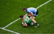 10 August 2019; Matthew Ruane of Mayo in action against Dean Rock of Dublin during the GAA Football All-Ireland Senior Championship Semi-Final match between Dublin and Mayo at Croke Park in Dublin. Photo by Daire Brennan/Sportsfile