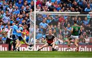 10 August 2019; Con O'Callaghan of Dublin shoots to score his side's first goal during the GAA Football All-Ireland Senior Championship Semi-Final match between Dublin and Mayo at Croke Park in Dublin. Photo by Stephen McCarthy/Sportsfile
