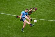 10 August 2019; Dean Rock of Dublin in action against Chris Barrett of Mayo during the GAA Football All-Ireland Senior Championship Semi-Final match between Dublin and Mayo at Croke Park in Dublin. Photo by Daire Brennan/Sportsfile