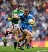 10 August 2019; Ciaran Kilkenny of Dublin in action against Eoin O'Donoghue of Mayo during the GAA Football All-Ireland Senior Championship Semi-Final match between Dublin and Mayo at Croke Park in Dublin. Photo by Ramsey Cardy/Sportsfile