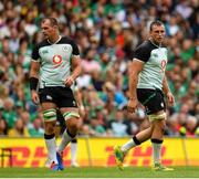 10 August 2019; Rhys Ruddock, left, and Tommy O'Donnell of Ireland during the Guinness Summer Series 2019 match between Ireland and Italy at the Aviva Stadium in Dublin. Photo by Seb Daly/Sportsfile