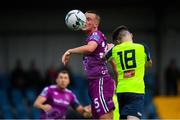 10 August 2019; James Carroll of Dundalk in action against Stephen O'Leary of Cobh Ramblers during the Extra.ie FAI Cup First Round match between Cobh Ramblers and Dundalk at St. Colman’s Park in Cobh, Co. Cork. Photo by Eóin Noonan/Sportsfile