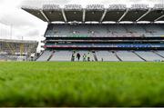 11 August 2019; Groundsmen repair divots ahead of the GAA Football All-Ireland Senior Championship Semi-Final match between Kerry and Tyrone at Croke Park in Dublin. Photo by Eóin Noonan/Sportsfile