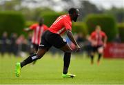 11 August 2019; Ajitola Sule of Lucan United celebrates after scoring his side's second goal during the Extra.ie FAI Cup First Round match between Lucan United and Killester Donnycarney at Celbridge Football Park in Kildare. Photo by Seb Daly/Sportsfile