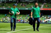 10 August 2019; Ireland head coach Joe Schmidt, left, and defence coach Andy Farrell during the Guinness Summer Series 2019 match between Ireland and Italy at the Aviva Stadium in Dublin. Photo by Brendan Moran/Sportsfile
