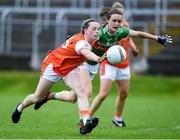 10 August 2019; Aoife McCoy of Armaghin action against Ciara McManamon of Mayo during the TG4 All-Ireland Ladies Football Senior Championship Quarter-Final match between Mayo and Armagh at Glennon Brothers Pearse Park in Longford. Photo by Matt Browne/Sportsfile