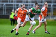 10 August 2019; Aoife McCoy of Armaghin action against Ciara McManamon of Mayo during the TG4 All-Ireland Ladies Football Senior Championship Quarter-Final match between Mayo and Armagh at Glennon Brothers Pearse Park in Longford. Photo by Matt Browne/Sportsfile