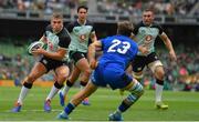 10 August 2019; Jordan Larmour of Ireland in action against Matteo Minozzi of Italy during the Guinness Summer Series 2019 match between Ireland and Italy at the Aviva Stadium in Dublin. Photo by Brendan Moran/Sportsfile