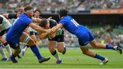10 August 2019; Luke McGrath of Ireland is tackled by Giovanni Licata and Carlo Canna of Italy during the Guinness Summer Series 2019 match between Ireland and Italy at the Aviva Stadium in Dublin. Photo by Brendan Moran/Sportsfile