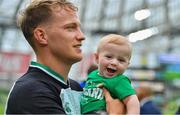 10 August 2019; Mike Haley of Ireland with his son Frank after the Guinness Summer Series 2019 match between Ireland and Italy at the Aviva Stadium in Dublin. Photo by Brendan Moran/Sportsfile