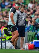 10 August 2019; Rob Herring of Ireland leaves the pitch with team physio Colm Fuller during the Guinness Summer Series 2019 match between Ireland and Italy at the Aviva Stadium in Dublin. Photo by Brendan Moran/Sportsfile