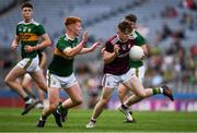 11 August 2019; Dylan Brady of Galway in action against Darragh Lynch of Kerry during the Electric Ireland GAA Football All-Ireland Minor Championship Semi-Final match between Kerry and Galway at Croke Park in Dublin. Photo by Ray McManus/Sportsfile