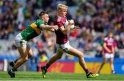 11 August 2019; James McLaughlin of Galway in action against Adam Curran of Kerry during the Electric Ireland GAA Football All-Ireland Minor Championship Semi-Final match between Kerry and Galway at Croke Park in Dublin. Photo by Brendan Moran/Sportsfile