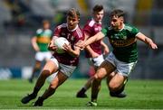 11 August 2019; Daniel Cox of Galway in action against Kieran O'Sullivan of Kerry during the Electric Ireland GAA Football All-Ireland Minor Championship Semi-Final match between Kerry and Galway at Croke Park in Dublin. Photo by Brendan Moran/Sportsfile