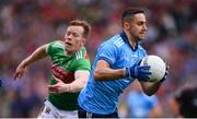 10 August 2019; James McCarthy of Dublin and Donal Vaughan of Mayo during the GAA Football All-Ireland Senior Championship Semi-Final match between Dublin and Mayo at Croke Park in Dublin. Photo by Stephen McCarthy/Sportsfile