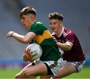 11 August 2019; Luke Chester of Kerry in action against Nathan Grainger of Galway during the Electric Ireland GAA Football All-Ireland Minor Championship Semi-Final match between Kerry and Galway at Croke Park in Dublin. Photo by Ray McManus/Sportsfile
