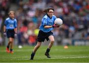 10 August 2019; Matilda McDaid, St Mary’s PS, Newtownbutler, Fermanagh, representing Dublin, during the INTO Cumann na mBunscol GAA Respect Exhibition Go Games during the GAA Football All-Ireland Senior Championship Semi-Final match between Dublin and Mayo at Croke Park in Dublin. Photo by Stephen McCarthy/Sportsfile