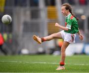 10 August 2019; Holly O'Shea, Herbertstown NS, Herbertstown, Limerick, representing Mayo, during the INTO Cumann na mBunscol GAA Respect Exhibition Go Games during the GAA Football All-Ireland Senior Championship Semi-Final match between Dublin and Mayo at Croke Park in Dublin. Photo by Stephen McCarthy/Sportsfile