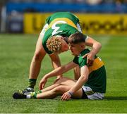 11 August 2019; Luke Chester is comforted by team-mate Alan Dineen of Kerry after the Electric Ireland GAA Football All-Ireland Minor Championship Semi-Final match between Kerry and Galway at Croke Park in Dublin. Photo by Ray McManus/Sportsfile