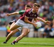 11 August 2019; Warren Seoige of Galway in action against Adam Curran of Kerry  during the Electric Ireland GAA Football All-Ireland Minor Championship Semi-Final match between Kerry and Galway at Croke Park in Dublin. Photo by Ray McManus/Sportsfile