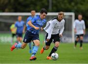 11 August 2019; Liam Kerrigan of UCD in action against Lee Toland of Letterkenny Rovers during the Extra.ie FAI Cup First Round match between UCD and Letterkenny Rovers at UCD Bowl in Belfield, Dublin. Photo by Seb Daly/Sportsfile