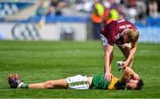11 August 2019; Ethan Fiorentini of Galway consoles Ryan O'Grady of Kerry after the Electric Ireland GAA Football All-Ireland Minor Championship Semi-Final match between Kerry and Galway at Croke Park in Dublin. Photo by Brendan Moran/Sportsfile