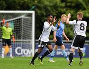 11 August 2019; BJ Banda of Letterkenny Rovers, left, is congratulated by team-mate Christopher Malseed after scoring his side's second goal during the Extra.ie FAI Cup First Round match between UCD and Letterkenny Rovers at UCD Bowl in Belfield, Dublin. Photo by Seb Daly/Sportsfile