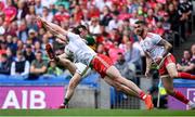 11 August 2019; Colm Cavanagh of Tyrone blocks a shot by Paul Murphy of Kerry during the GAA Football All-Ireland Senior Championship Semi-Final match between Kerry and Tyrone at Croke Park in Dublin. Photo by Brendan Moran/Sportsfile