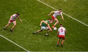 11 August 2019; Adrian Spillane of Kerry in action against Tyrone players, left to right, Richie Donnelly, Colm Cavanagh, and Michael McKernan during the GAA Football All-Ireland Senior Championship Semi-Final match between Kerry and Tyrone at Croke Park in Dublin. Photo by Daire Brennan/Sportsfile