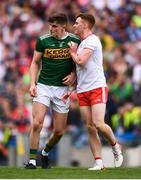 11 August 2019; Conor Meyler of Tyrone taunts Seán O'Shea of Kerry during the GAA Football All-Ireland Senior Championship Semi-Final match between Kerry and Tyrone at Croke Park in Dublin. Photo by Stephen McCarthy/Sportsfile