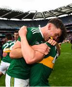 11 August 2019; David Clifford, left, celebrates with team-mate Dara Moynihan of Kerry following the GAA Football All-Ireland Senior Championship Semi-Final match between Kerry and Tyrone at Croke Park in Dublin. Photo by Eóin Noonan/Sportsfile