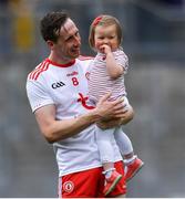 11 August 2019; Colm Cavanagh of Tyrone with his daughter Chloe after the GAA Football All-Ireland Senior Championship Semi-Final match between Kerry and Tyrone at Croke Park in Dublin. Photo by Piaras Ó Mídheach/Sportsfile