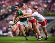 11 August 2019; Jack Sherwood of Kerry in action against Brian Kennedy and Connor McAliskey, right, of Tyrone during the GAA Football All-Ireland Senior Championship Semi-Final match between Kerry and Tyrone at Croke Park in Dublin. Photo by Stephen McCarthy/Sportsfile