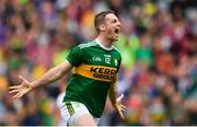 11 August 2019; Stephen O'Brien of Kerry celebrates after scoring his side's first goal of the game during the GAA Football All-Ireland Senior Championship Semi-Final match between Kerry and Tyrone at Croke Park in Dublin. Photo by Eóin Noonan/Sportsfile