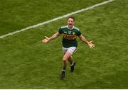 11 August 2019; Stephen O'Brien of Kerry celebrates after scoring his side's first goal during the GAA Football All-Ireland Senior Championship Semi-Final match between Kerry and Tyrone at Croke Park in Dublin. Photo by Daire Brennan/Sportsfile