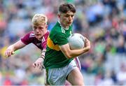 11 August 2019; Luke Chester of Kerry in action against James McLaughlin of Galway during the Electric Ireland GAA Football All-Ireland Minor Championship Semi-Final match between Kerry and Galway at Croke Park in Dublin. Photo by Brendan Moran/Sportsfile