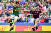 11 August 2019; Gearoid Hassett of Kerry in action against Jonathan McGrath of Galway during the Electric Ireland GAA Football All-Ireland Minor Championship Semi-Final match between Kerry and Galway at Croke Park in Dublin. Photo by Brendan Moran/Sportsfile